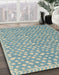 Abstract Cadet Blue Green Modern Rug in Family Room, abs5178