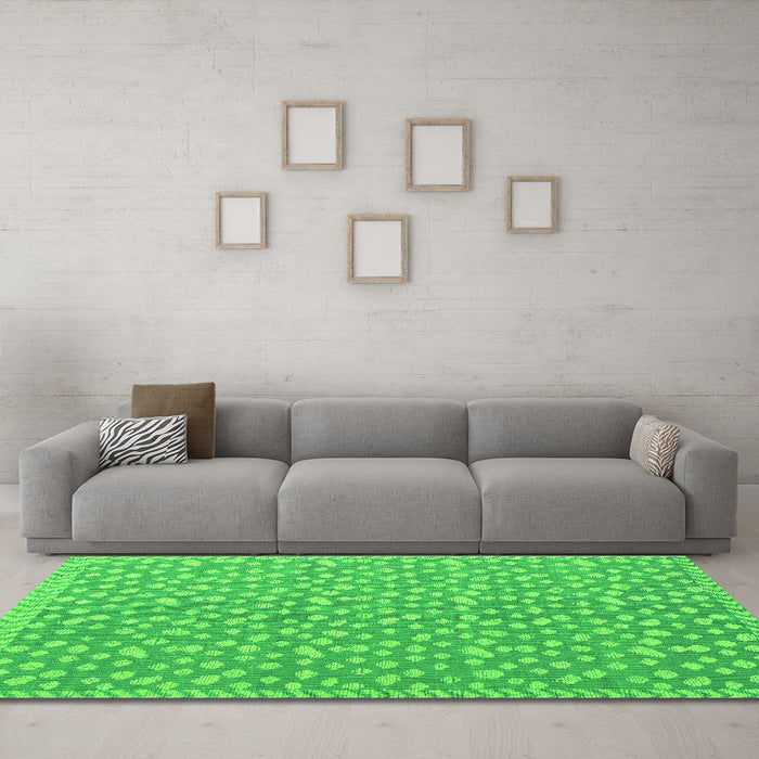 Machine Washable Abstract Green Modern Area Rugs in a Living Room,, wshabs5178grn
