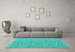 Machine Washable Abstract Turquoise Modern Area Rugs in a Living Room,, wshabs5178turq