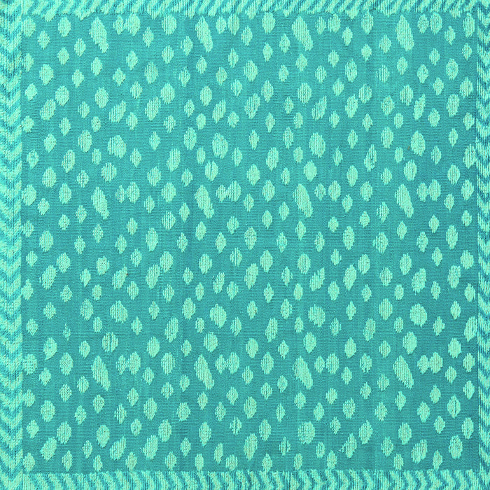 Square Machine Washable Abstract Turquoise Modern Area Rugs, wshabs5178turq