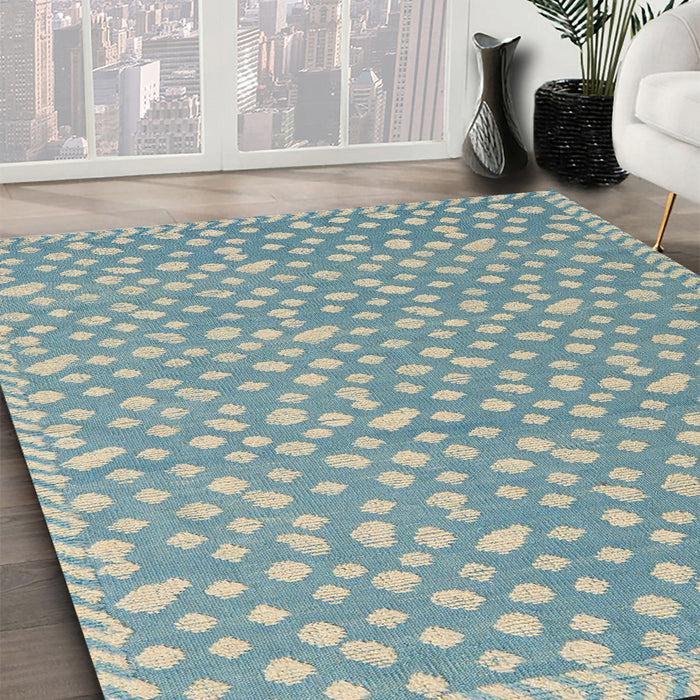 Abstract Cadet Blue Green Modern Rug in Family Room, abs5178