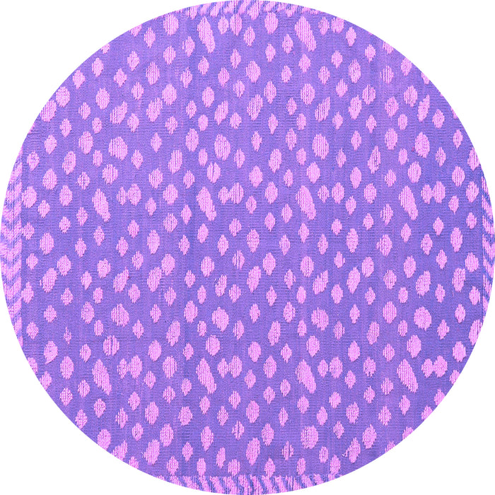 Round Machine Washable Abstract Purple Modern Area Rugs, wshabs5178pur