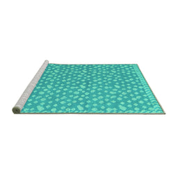 Sideview of Machine Washable Abstract Turquoise Modern Area Rugs, wshabs5178turq