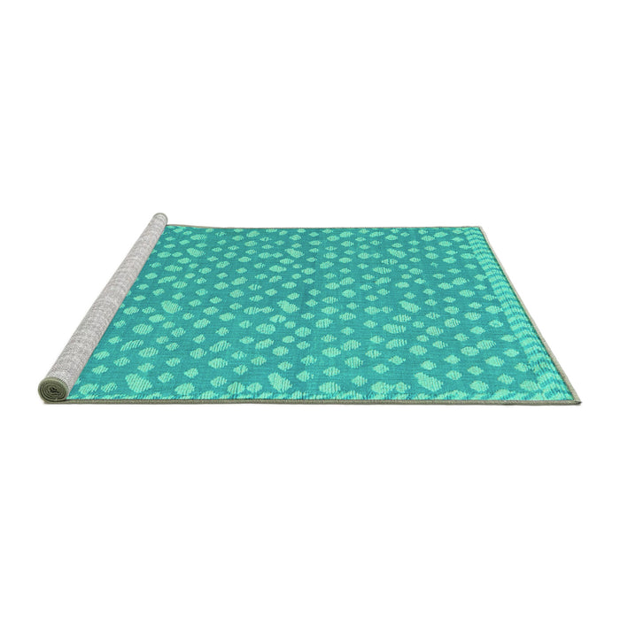 Sideview of Machine Washable Abstract Turquoise Modern Area Rugs, wshabs5178turq