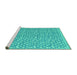 Sideview of Machine Washable Abstract Turquoise Modern Area Rugs, wshabs5178turq