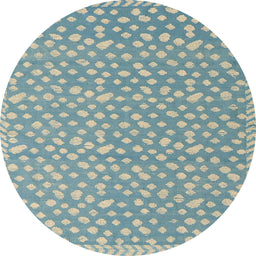 Round Machine Washable Abstract Cadet Blue Green Rug, wshabs5178