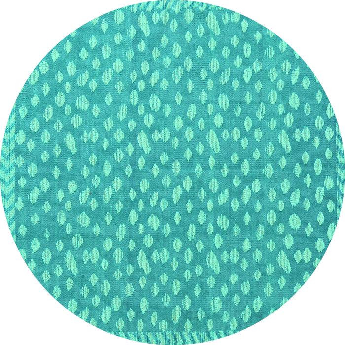 Round Machine Washable Abstract Turquoise Modern Area Rugs, wshabs5178turq