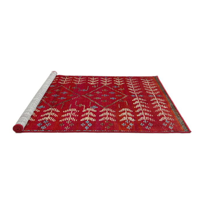 Sideview of Machine Washable Abstract Copper Red Pink Rug, wshabs5179