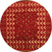 Round Machine Washable Abstract Orange Modern Area Rugs, wshabs5179org