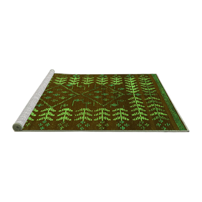 Sideview of Machine Washable Abstract Green Modern Area Rugs, wshabs5179grn