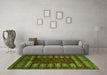 Machine Washable Abstract Green Modern Area Rugs in a Living Room,, wshabs5179grn