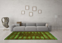 Machine Washable Abstract Green Modern Rug, wshabs5179grn