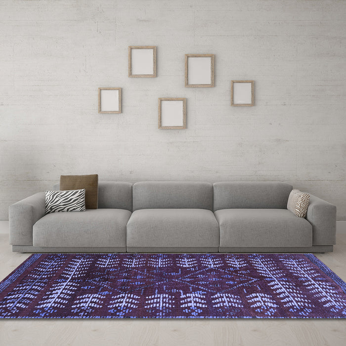 Machine Washable Abstract Blue Modern Rug in a Living Room, wshabs5179blu