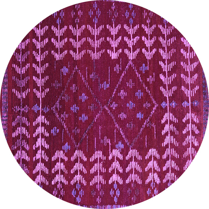 Round Machine Washable Abstract Purple Modern Area Rugs, wshabs5179pur