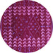 Round Machine Washable Abstract Purple Modern Area Rugs, wshabs5179pur