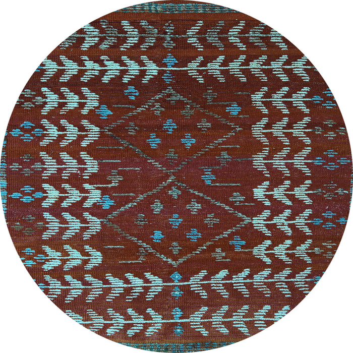 Round Abstract Light Blue Modern Rug, abs5179lblu
