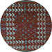 Round Abstract Light Blue Modern Rug, abs5179lblu