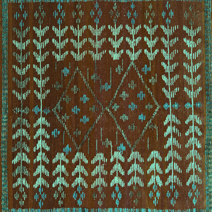 Square Abstract Turquoise Modern Rug, abs5179turq