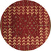 Round Machine Washable Abstract Brown Modern Rug, wshabs5179brn