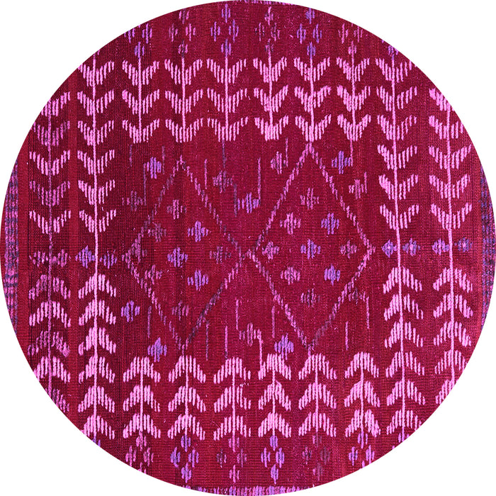 Round Machine Washable Abstract Pink Modern Rug, wshabs5179pnk