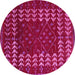 Round Machine Washable Abstract Pink Modern Rug, wshabs5179pnk