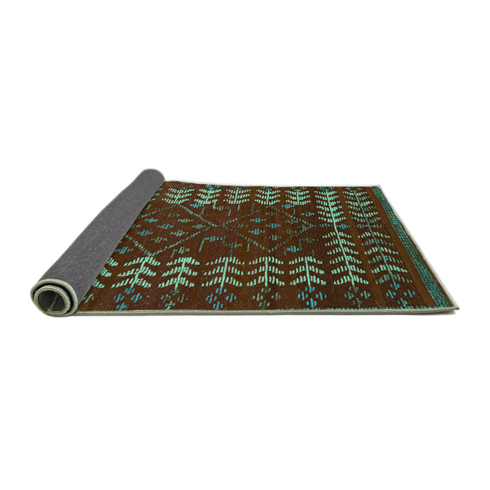 Sideview of Abstract Turquoise Modern Rug, abs5179turq