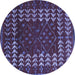 Round Abstract Blue Modern Rug, abs5179blu