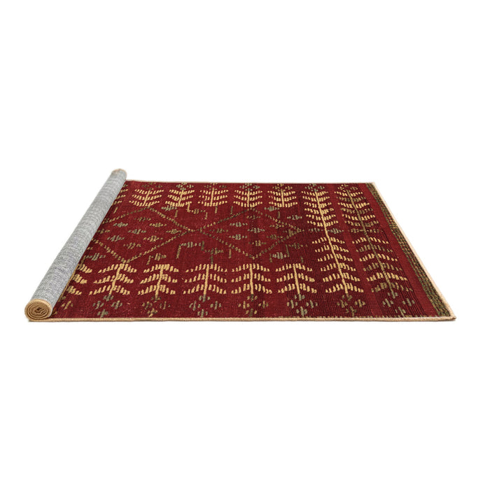 Sideview of Machine Washable Abstract Brown Modern Rug, wshabs5179brn