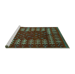 Sideview of Machine Washable Abstract Turquoise Modern Area Rugs, wshabs5179turq