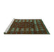 Sideview of Machine Washable Abstract Turquoise Modern Area Rugs, wshabs5179turq