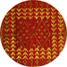 Round Abstract Yellow Modern Rug, abs5179yw