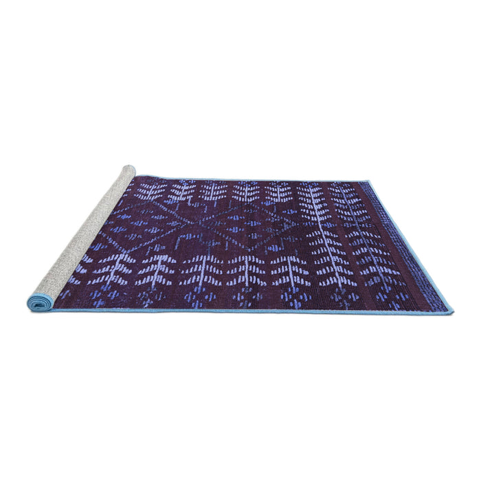 Sideview of Machine Washable Abstract Blue Modern Rug, wshabs5179blu