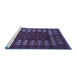 Sideview of Machine Washable Abstract Blue Modern Rug, wshabs5179blu