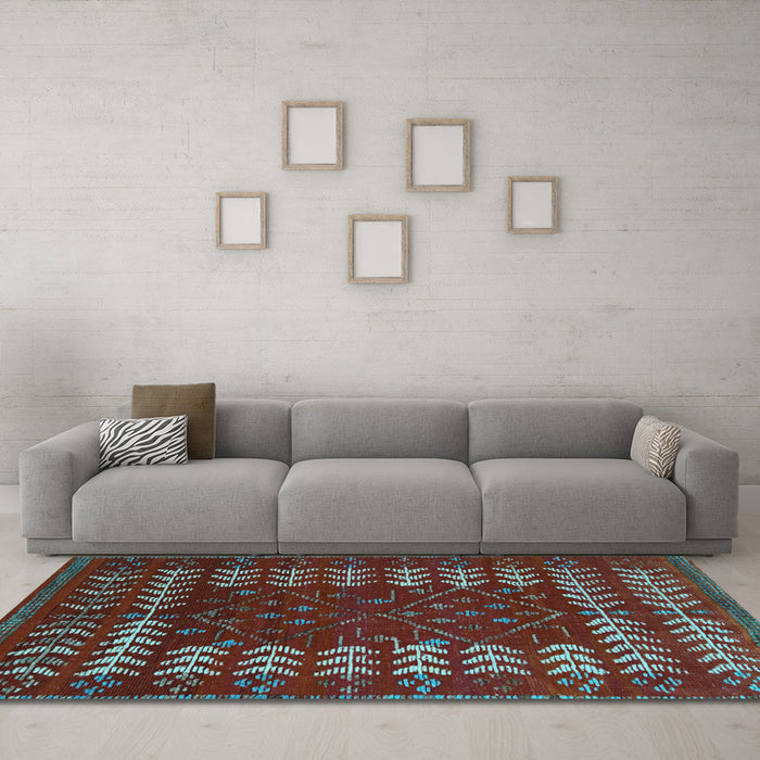 Machine Washable Abstract Light Blue Modern Rug in a Living Room, wshabs5179lblu