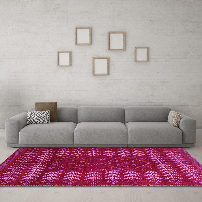Machine Washable Abstract Pink Modern Rug in a Living Room, wshabs5179pnk