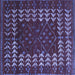 Square Abstract Blue Modern Rug, abs5179blu