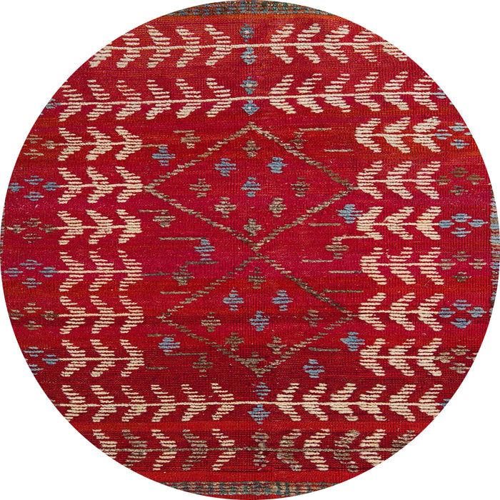 Round Machine Washable Abstract Copper Red Pink Rug, wshabs5179