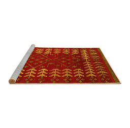 Sideview of Machine Washable Abstract Yellow Modern Rug, wshabs5179yw
