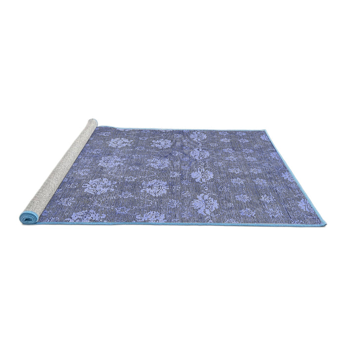 Sideview of Machine Washable Abstract Blue Modern Rug, wshabs517blu