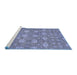 Sideview of Machine Washable Abstract Blue Modern Rug, wshabs517blu