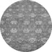 Round Machine Washable Abstract Gray Modern Rug, wshabs517gry