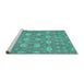 Sideview of Machine Washable Abstract Turquoise Modern Area Rugs, wshabs517turq