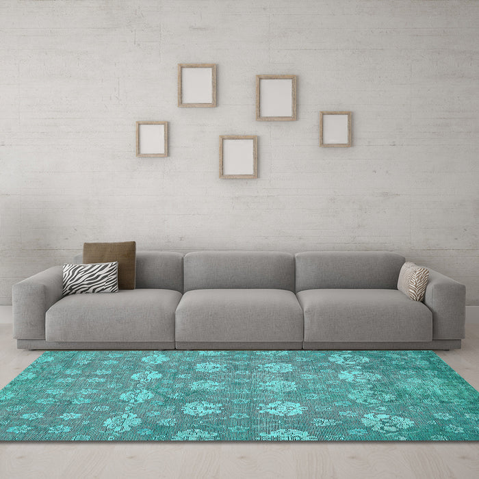 Machine Washable Abstract Light Blue Modern Rug in a Living Room, wshabs517lblu