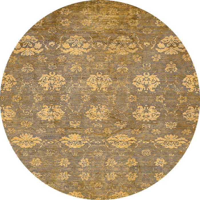 Round Machine Washable Abstract Orange Modern Area Rugs, wshabs517org