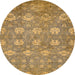 Round Machine Washable Abstract Orange Modern Area Rugs, wshabs517org