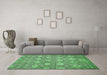 Machine Washable Abstract Emerald Green Modern Area Rugs in a Living Room,, wshabs517emgrn