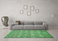 Machine Washable Abstract Emerald Green Modern Rug, wshabs517emgrn