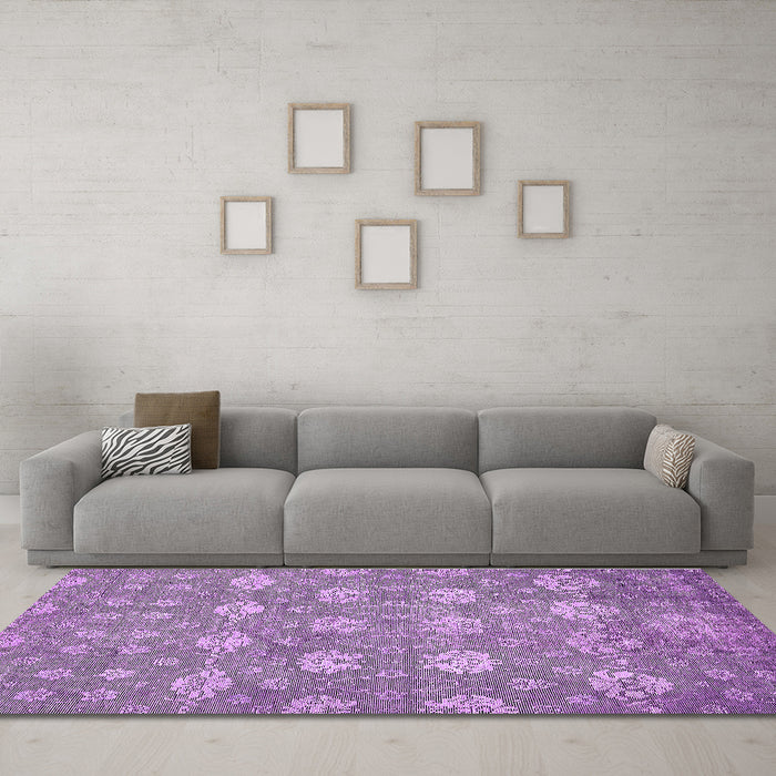 Machine Washable Abstract Purple Modern Area Rugs in a Living Room, wshabs517pur