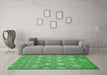 Machine Washable Abstract Green Modern Area Rugs in a Living Room,, wshabs517grn