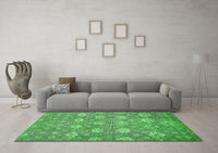 Machine Washable Abstract Green Modern Rug, wshabs517grn